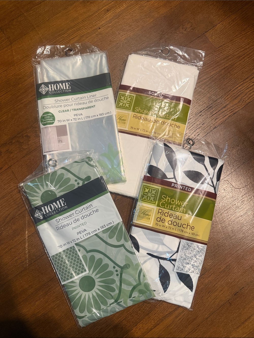 Home Collection Pack of Shower Curtains & Liner - Green White Black